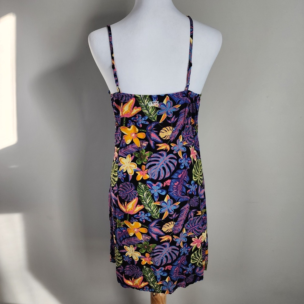 Vans Floral Slip Dress Womens Small Black Tropical Adjustable Strap Vacation - Picture 4 of 15